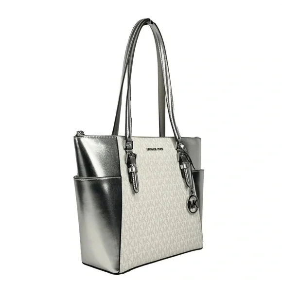 Michael Kors Silver and Cream Elegant Charlotte Tote - Picture 4 of 6